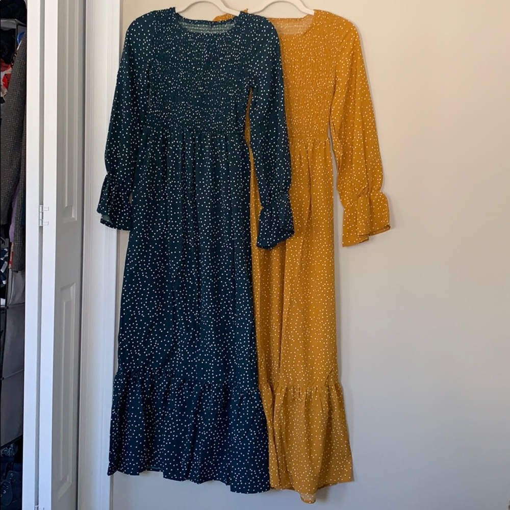 2 Polka Dot Peasant Maxi Dresses